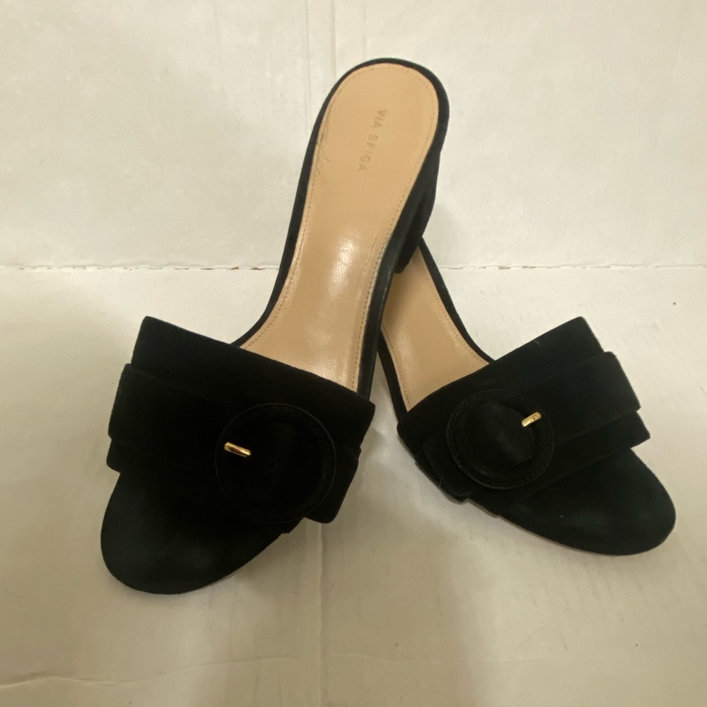 Ladies Black Via Spaga Suade Size 9 1/2 Shoes